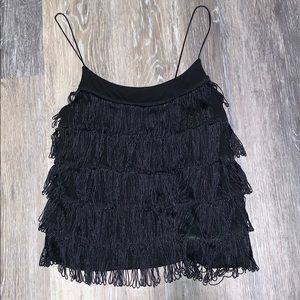 H&M black tassel crop top